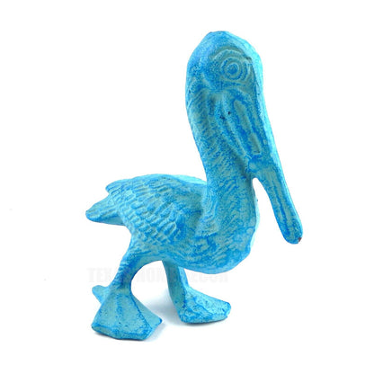 Blue Pelican Bird Cast Iron Figurine Doorstop Statue Nautical Beach Garden Pond