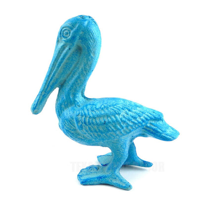 Blue Pelican Bird Cast Iron Figurine Doorstop Statue Nautical Beach Garden Pond