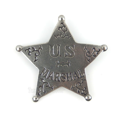 US Marshal Badge Old West Replica Antique Silver 5 Pointed Star Made in USA