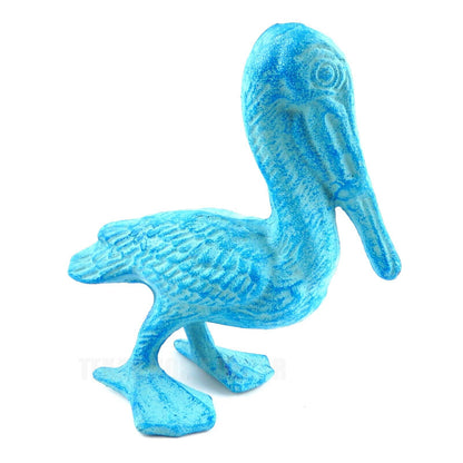 Blue Pelican Bird Cast Iron Figurine Doorstop Statue Nautical Beach Garden Pond