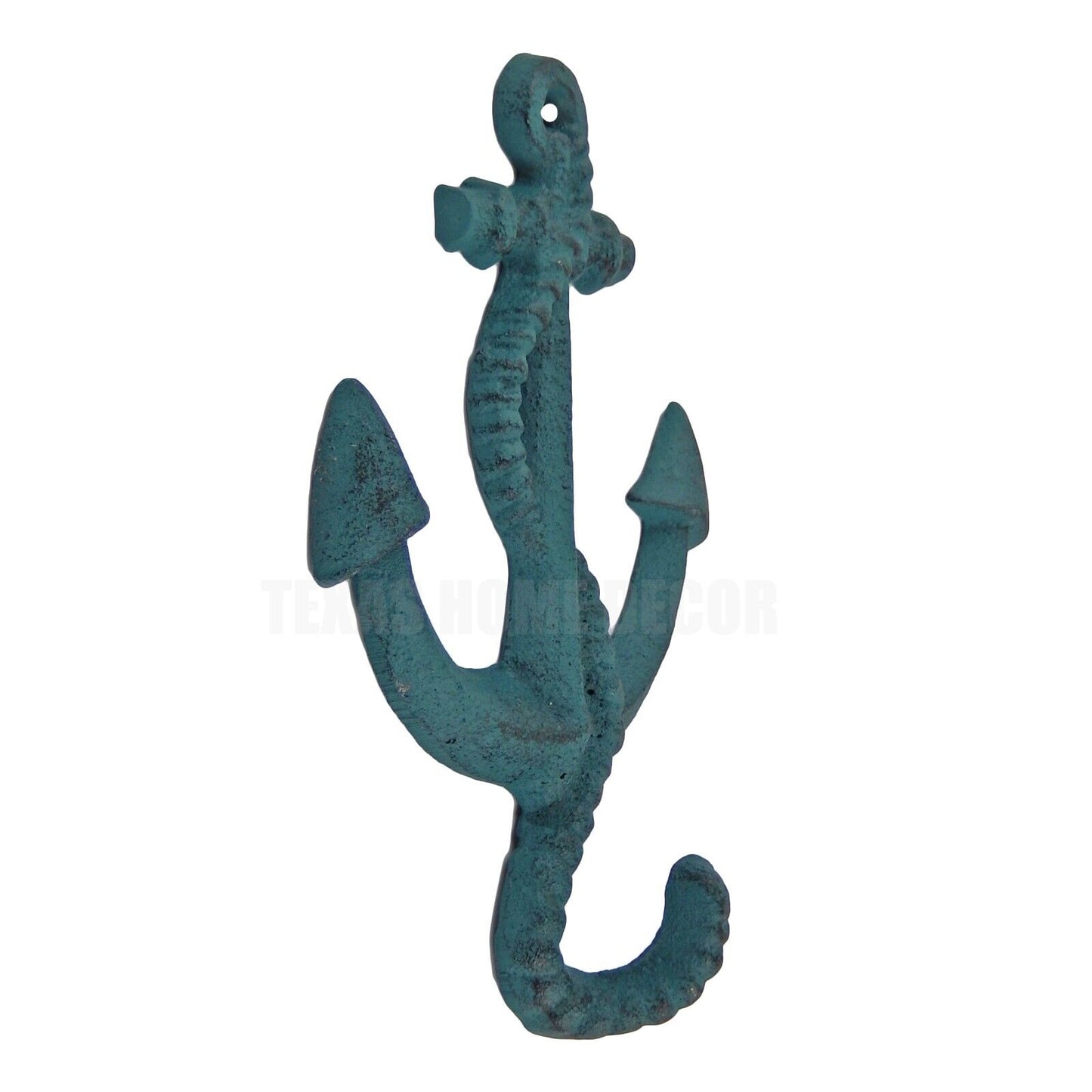 Anchor Rope Wall Hook Cast Iron Coat Towel Purse Hanger Nautical Decor Dark Teal