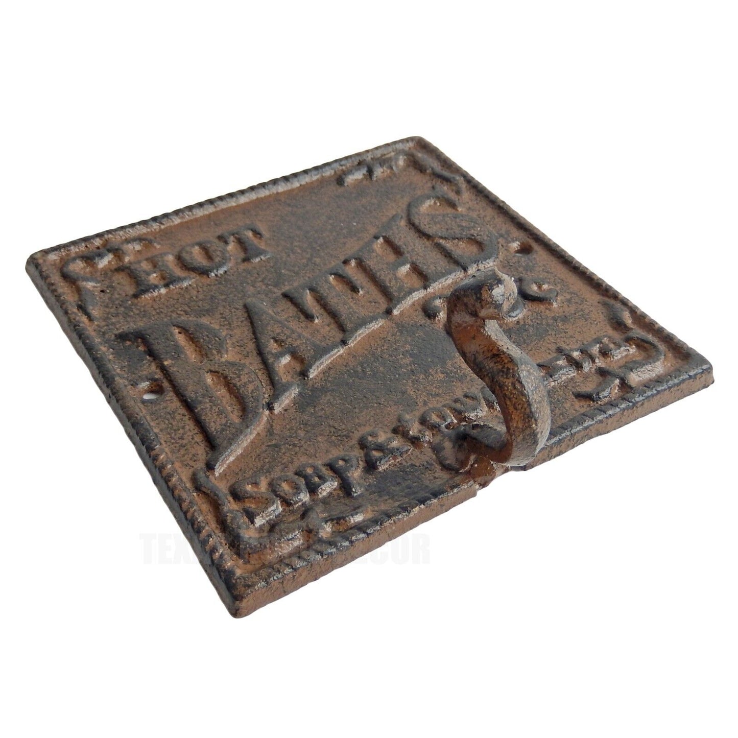 Hot Baths 25 Cents Cast Iron Wall Hook Soap & Towel Extra Antique Style Hanger