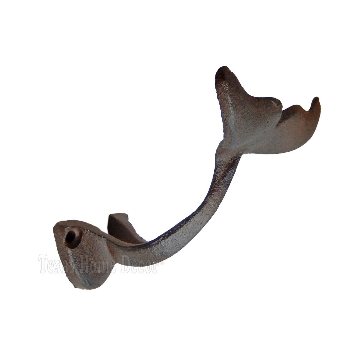 Whale Tail Wall Hook Cast Iron Coat Hat Towel Hanger Rustic Finish Nautical