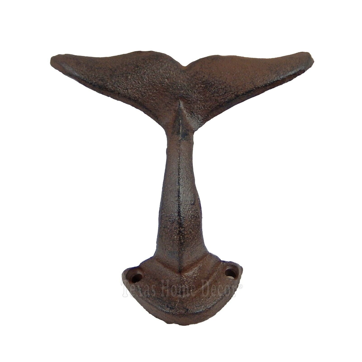 Whale Tail Wall Hook Cast Iron Coat Hat Towel Hanger Rustic Finish Nautical