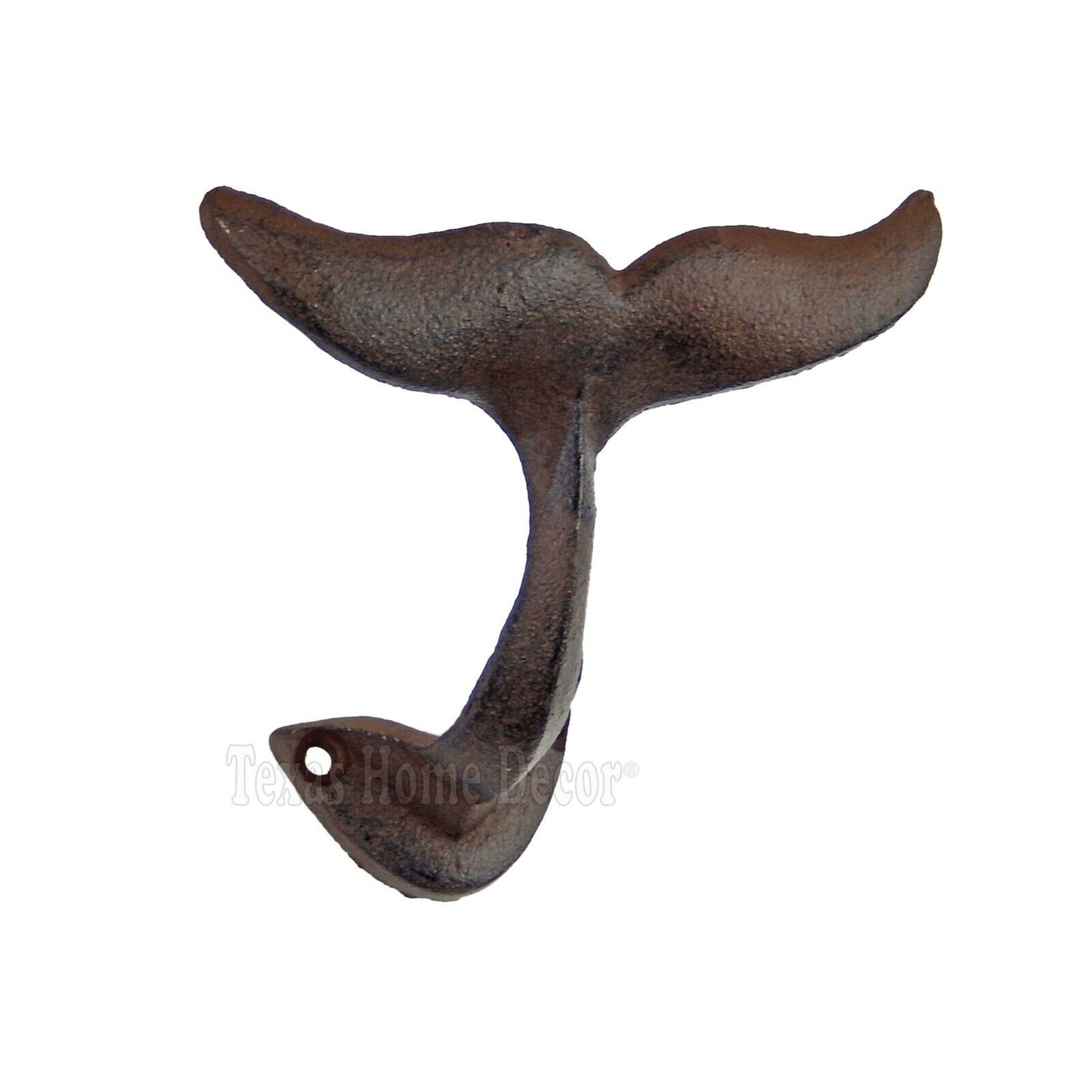 Whale Tail Wall Hook Cast Iron Coat Hat Towel Hanger Rustic Finish Nautical