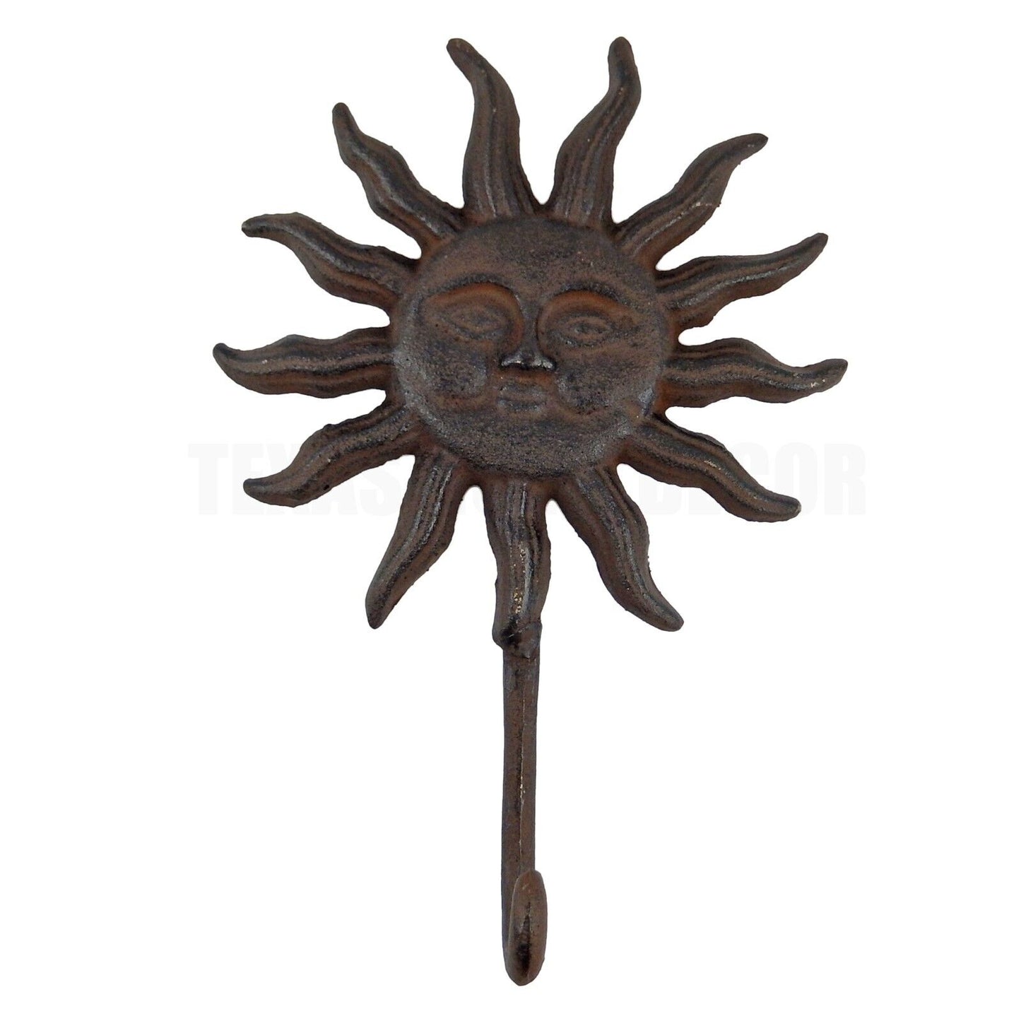 Large Cast Iron Sun Garden Wall Hook Coat Towel Hanger Rustic Antique Style