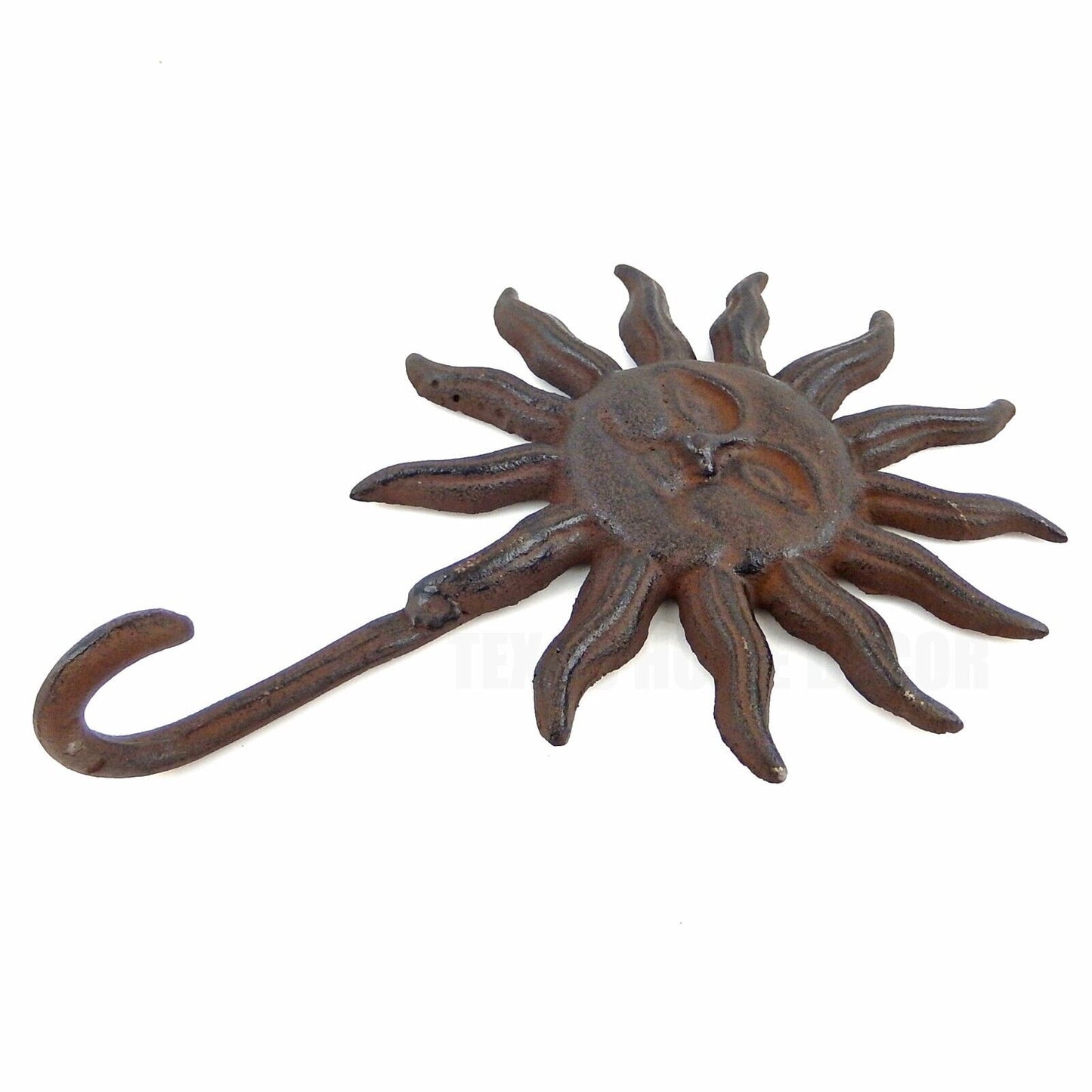 Large Cast Iron Sun Garden Wall Hook Coat Towel Hanger Rustic Antique Style