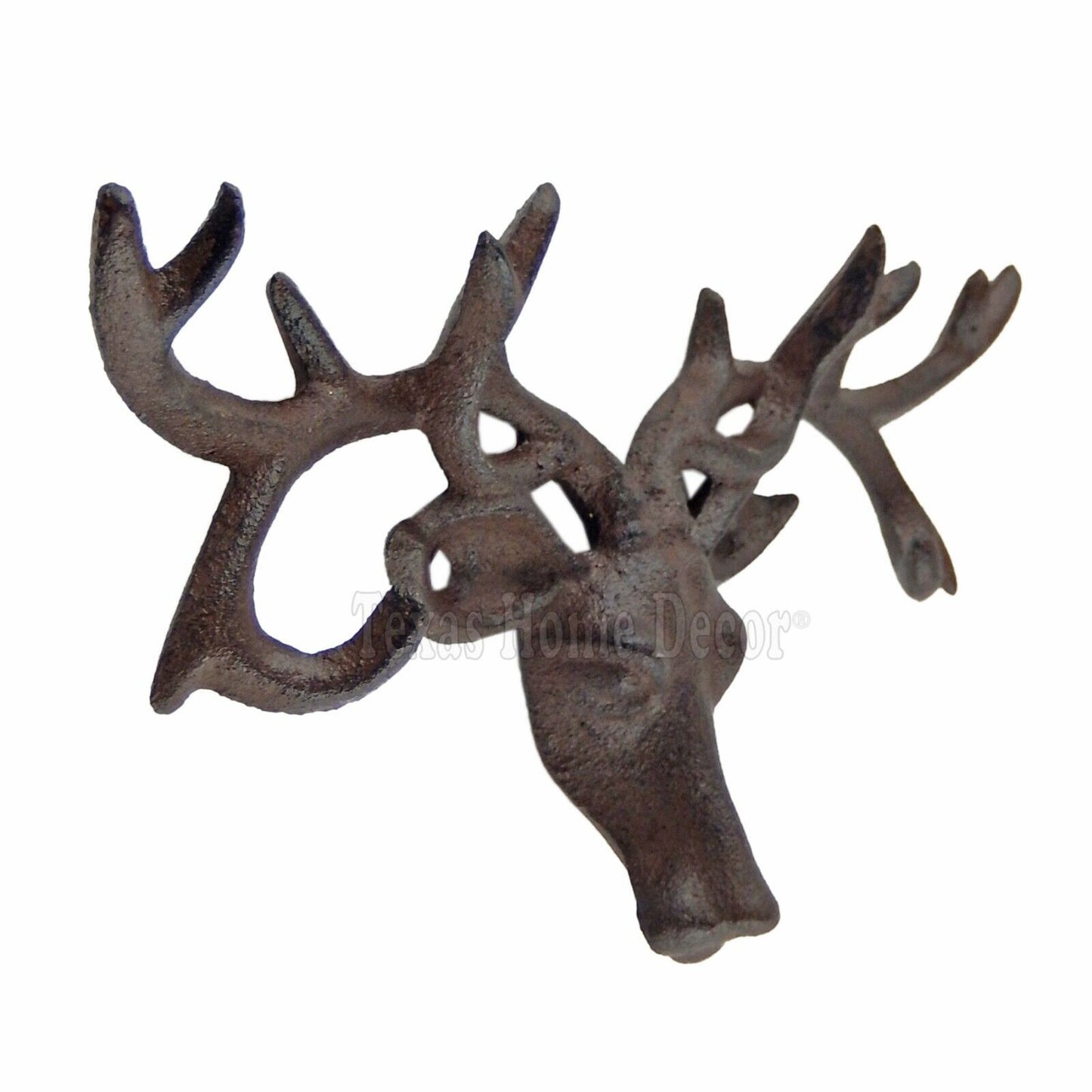 Deer Head Antler Key Rack Cast Iron Hook Coat Towel Hanger Wall Mounted