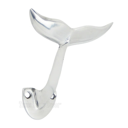 Whale Tail Wall Hook Solid Aluminum Coat Towel Hanger Nautical Beach House Decor