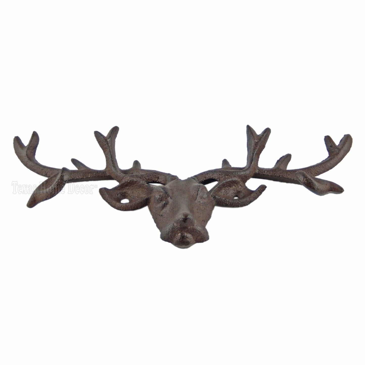 Deer Head Antler Key Rack Cast Iron Hook Coat Towel Hanger Wall Mounted