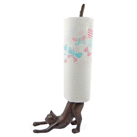 Large Cast Iron Cat Tail Paper Towel Roll Holder Rustic Kitchen Table Bar Decor