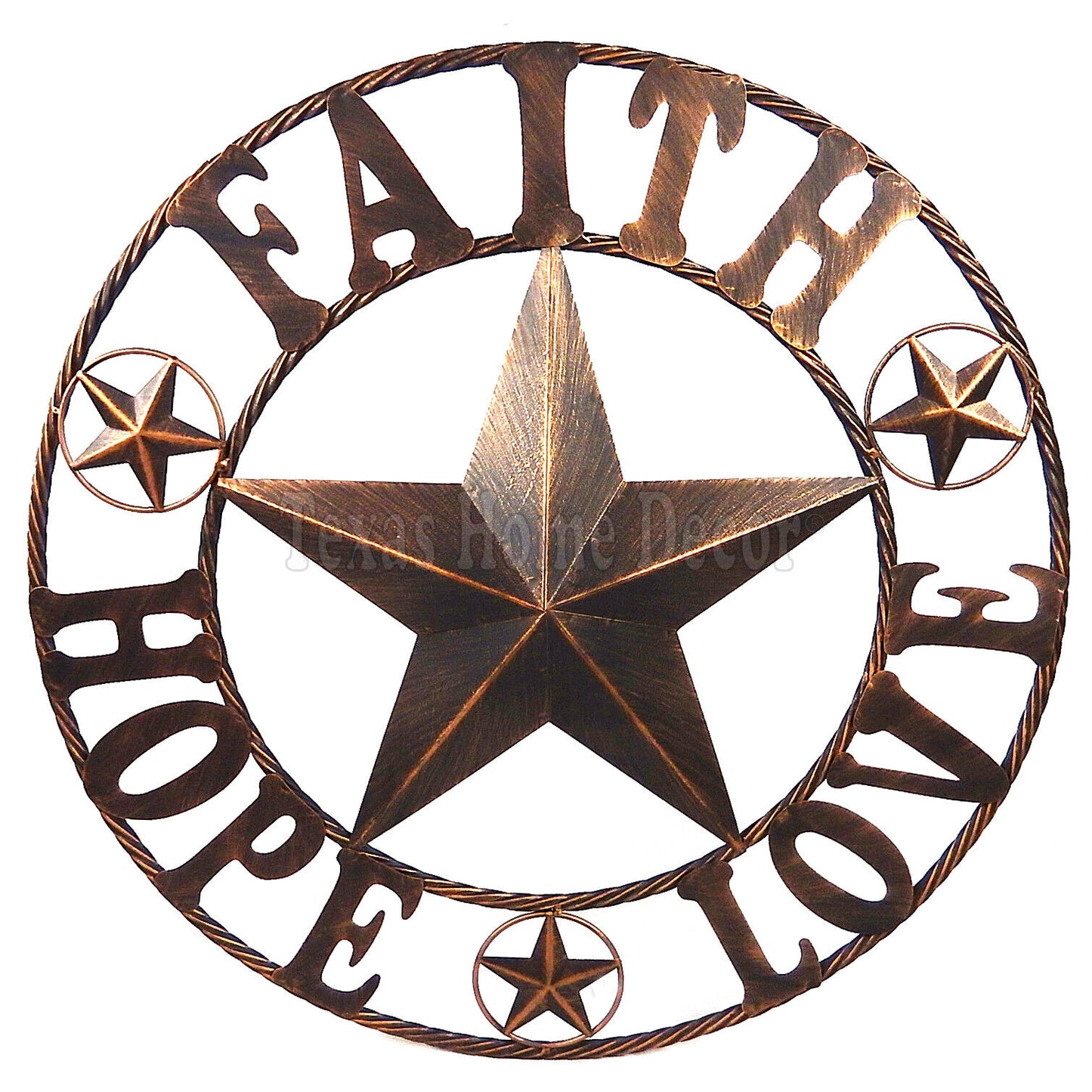 26" Hope Faith Love Metal Barn Star With Ring Wall Mount Plaque Sign