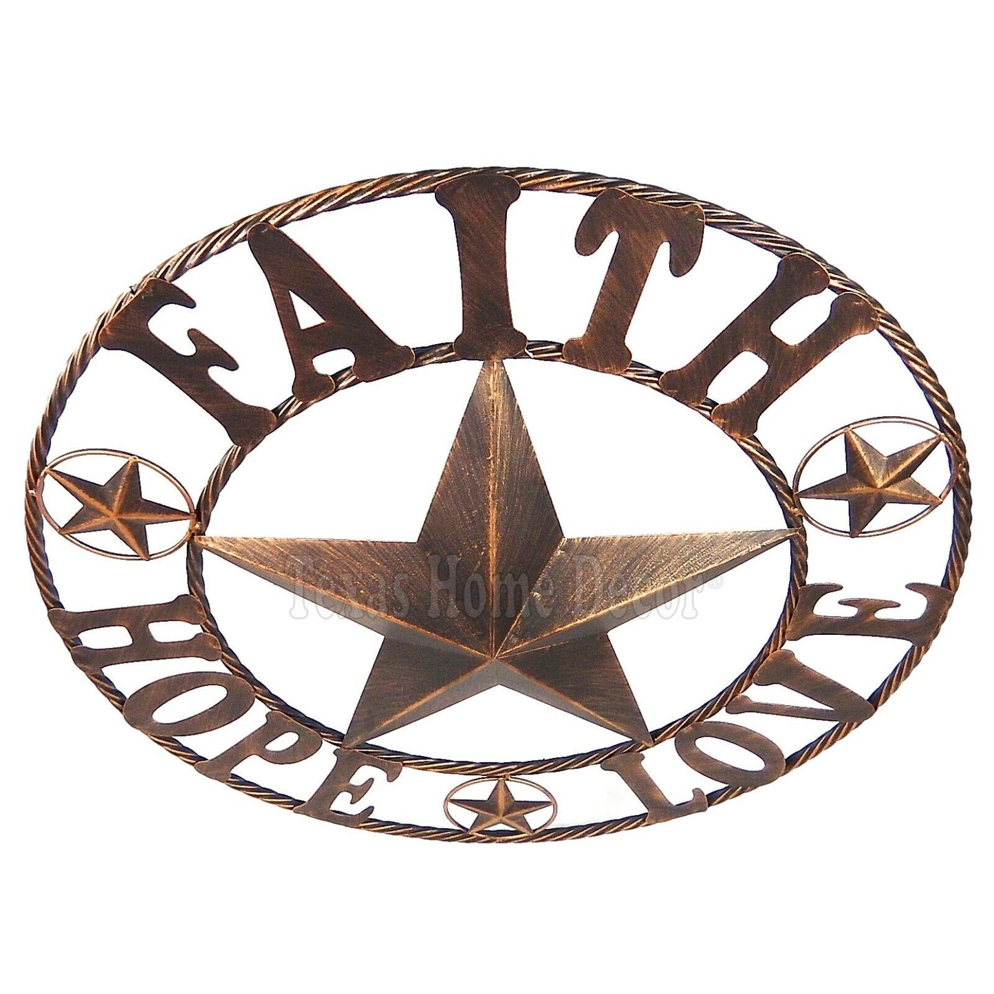 26" Hope Faith Love Metal Barn Star With Ring Wall Mount Plaque Sign