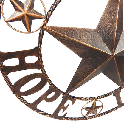 26" Hope Faith Love Metal Barn Star With Ring Wall Mount Plaque Sign