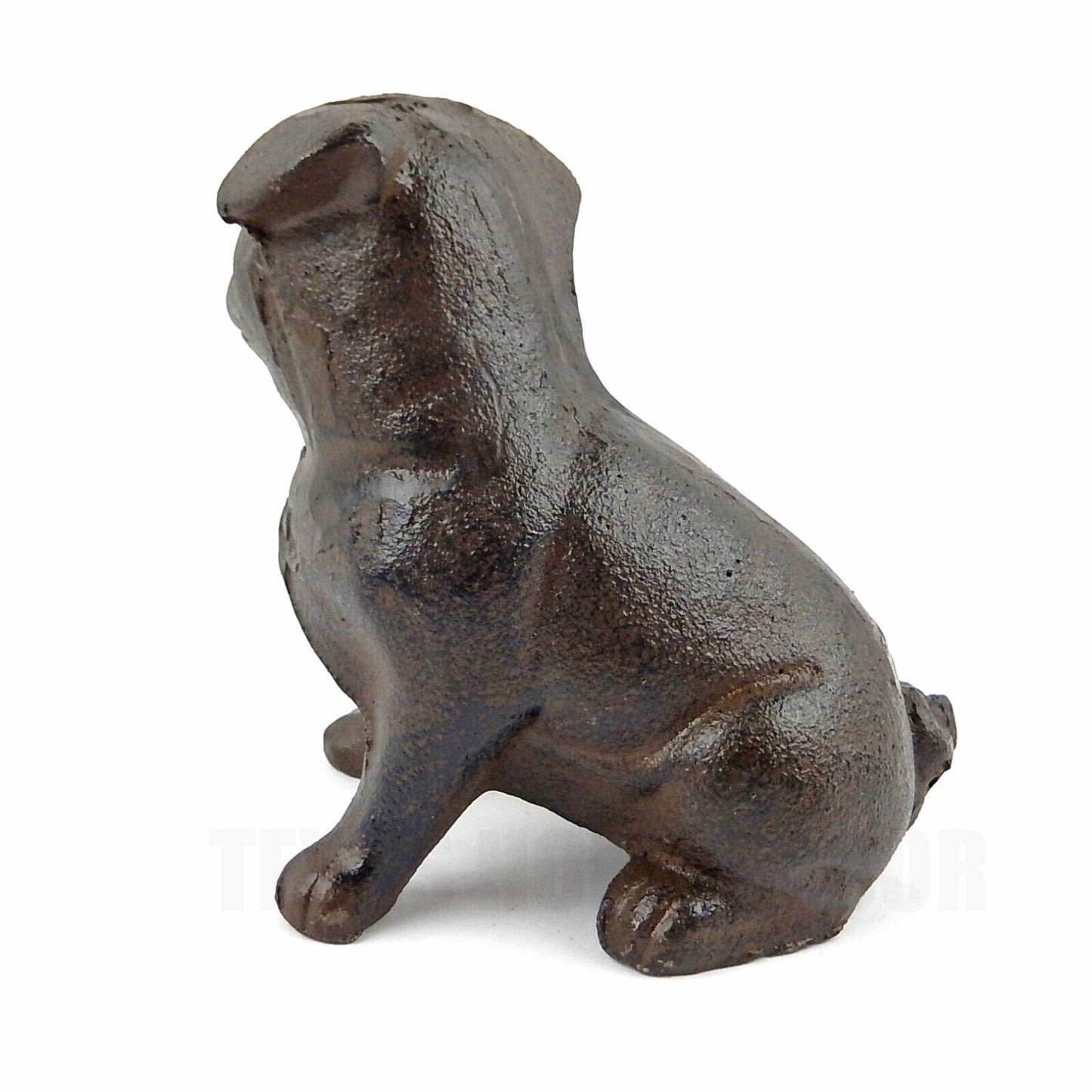 Cast Iron Pug Dog Figurine Statue Doorstop Rustic Brown Finish 4.5 inch Tall