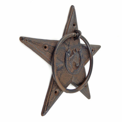 Cast Iron Star Horseshoe Horse Hand Towel Ring Hanger Wall Mounted Heavy Duty