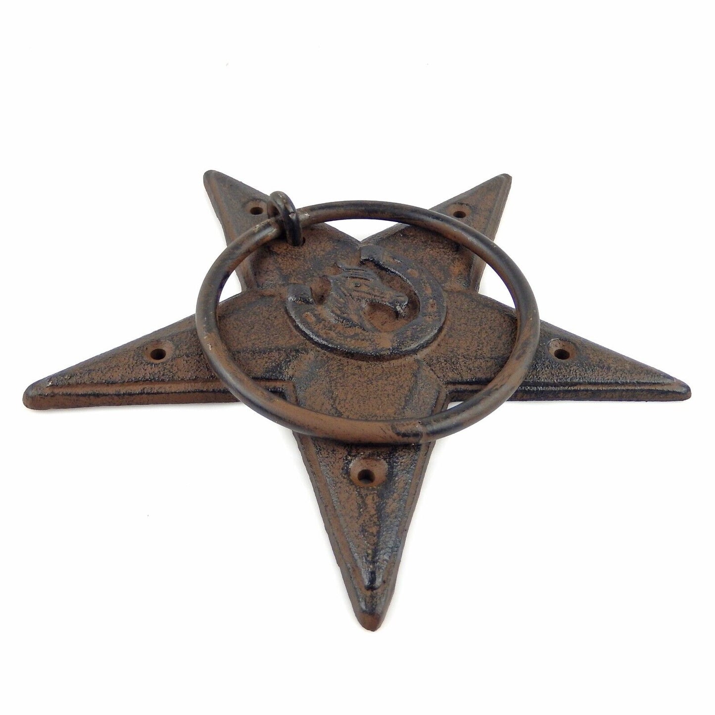 Cast Iron Star Horseshoe Horse Hand Towel Ring Hanger Wall Mounted Heavy Duty