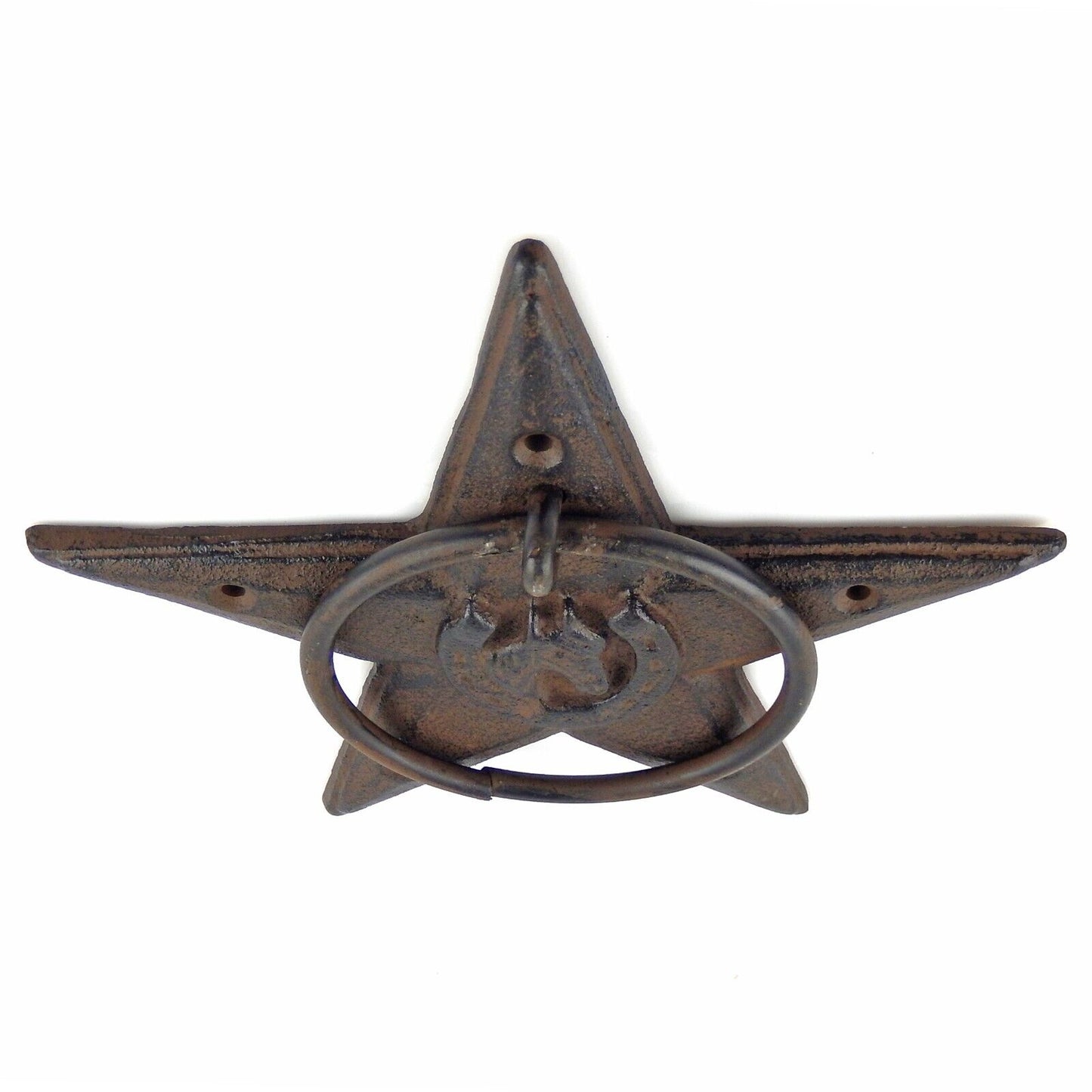 Cast Iron Star Horseshoe Horse Hand Towel Ring Hanger Wall Mounted Heavy Duty