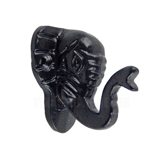 Small Elephant Trunk Wall Hook Cast Iron Key Towel Hanger Black Powder Coated