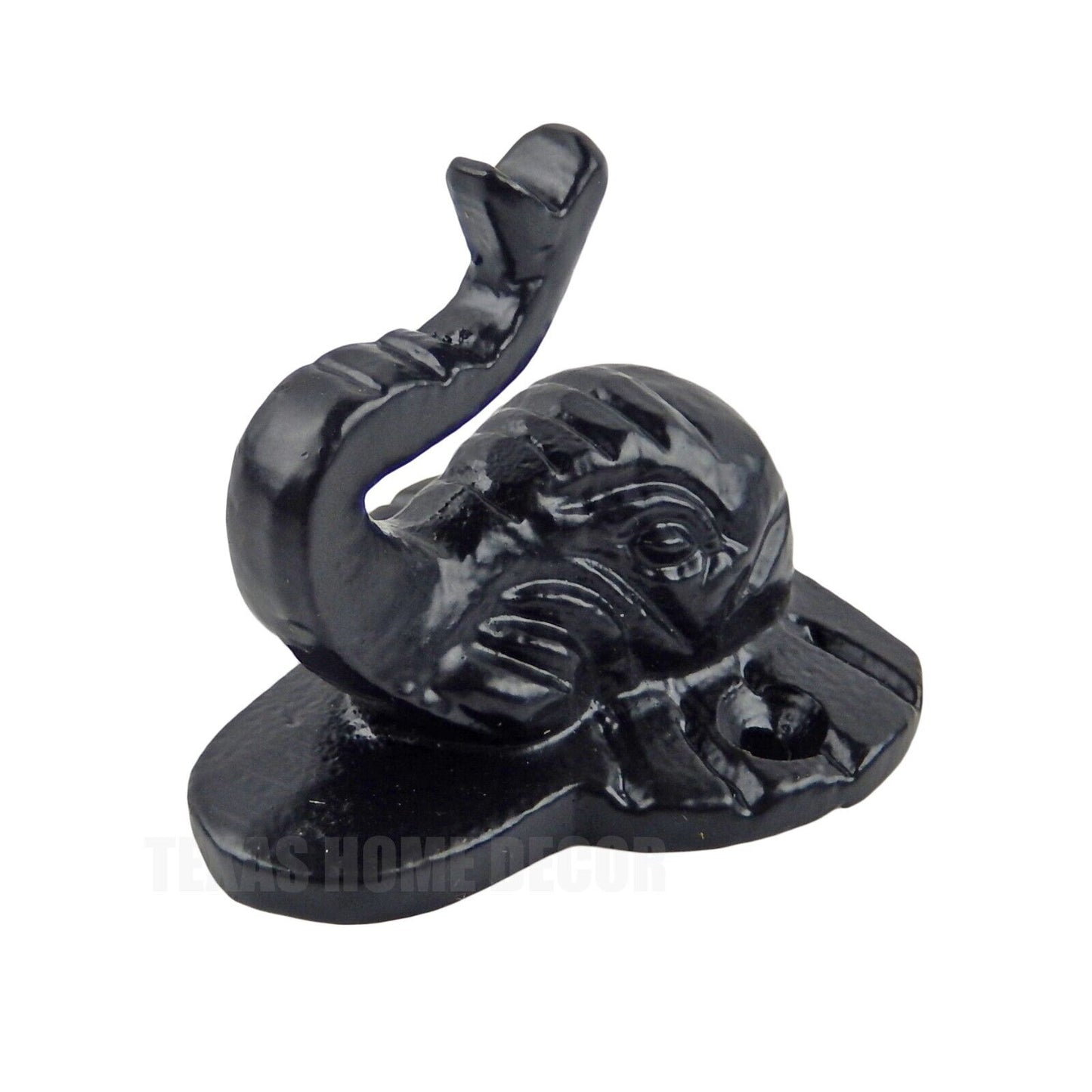 Small Elephant Trunk Wall Hook Cast Iron Key Towel Hanger Black Powder Coated