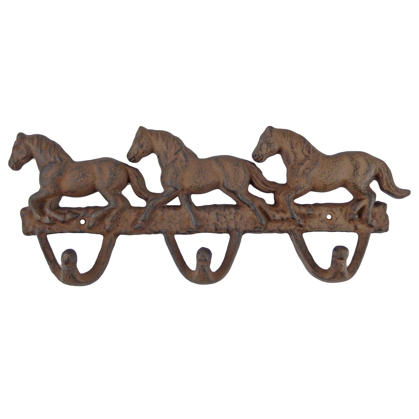 Running Horses Wall Hook Coat Rack Key Towel Leash Rustic Cast Iron Western