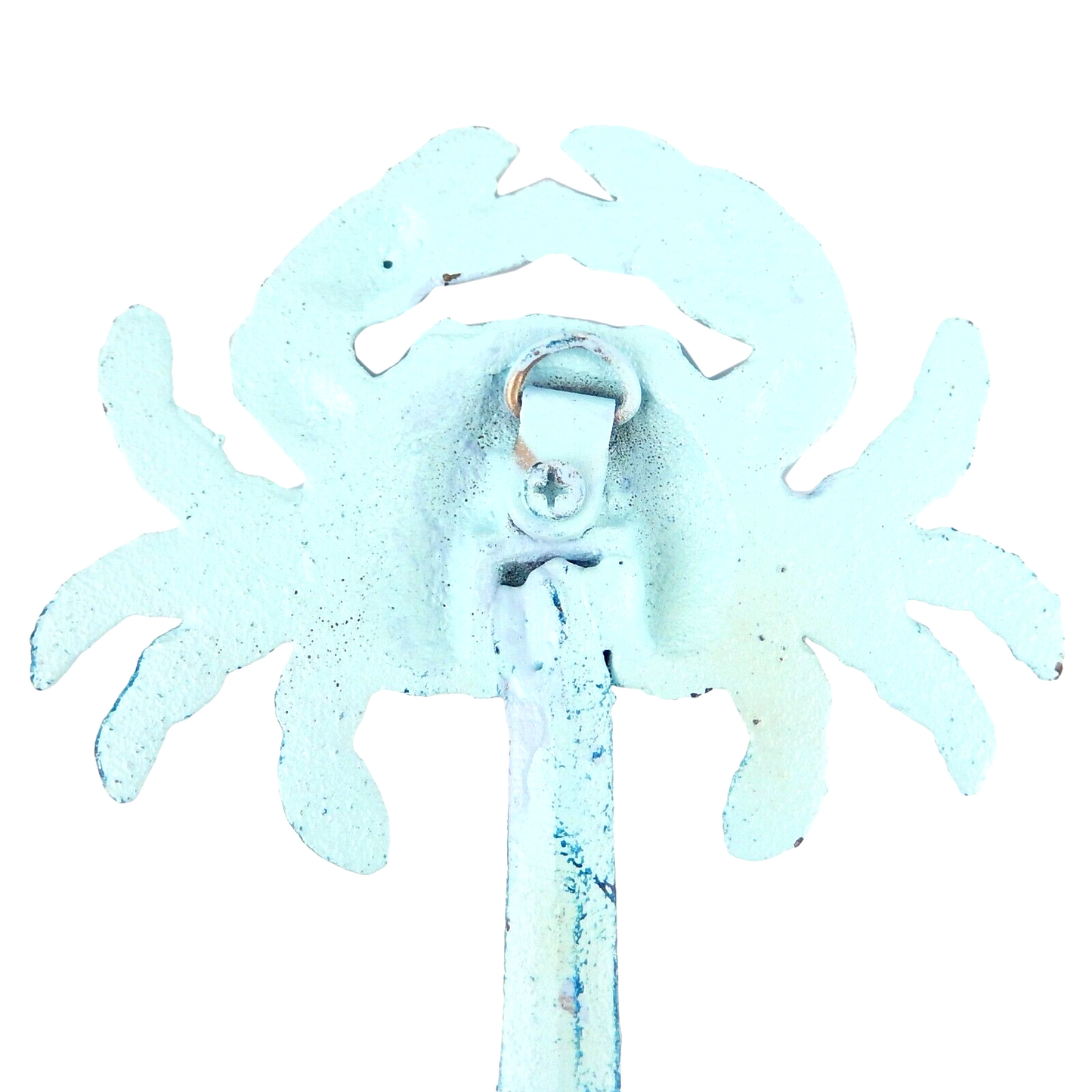 Blue Crab Wall Hook Cast Iron Key Towel Coat Hanger Nautical Beach House Decor