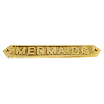 Mermaids Wall Plaque Sign Polished Solid Brass Nautical Beach House Boat Decor