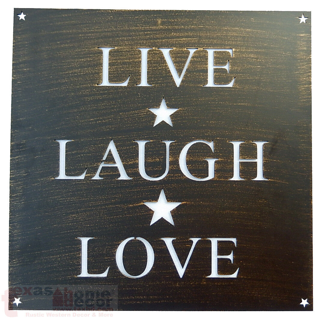 Live Laugh Love Wall Decor Steel Plate Metal Cut-Out Stars Brushed Copper 12 inch