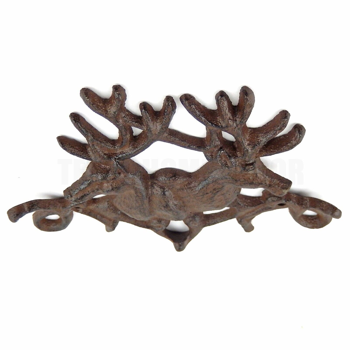 Cast Iron Deer Antler Wall Hook Key Holder Hanger Cabin Lodge Decor Rustic Brown