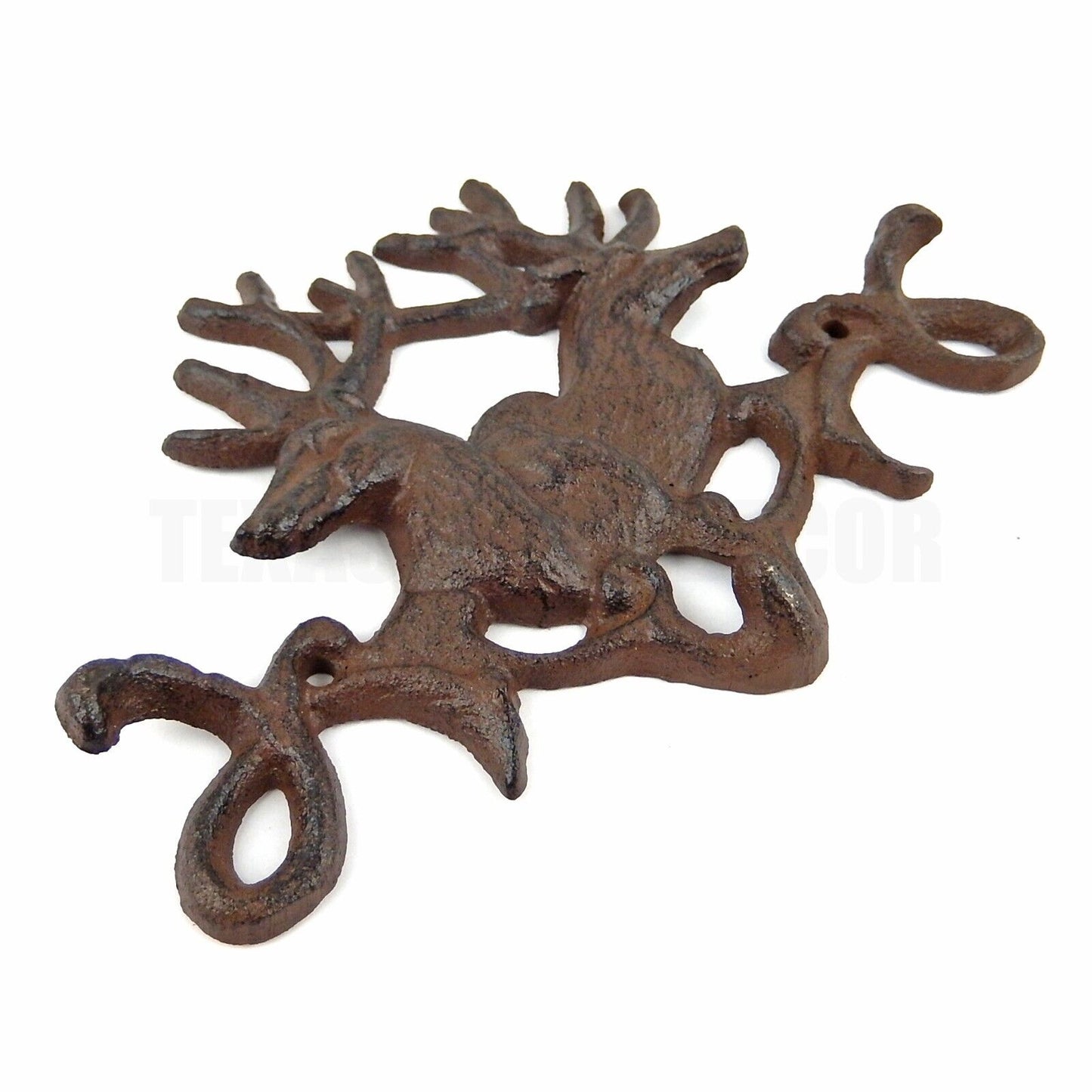 Cast Iron Deer Antler Wall Hook Key Holder Hanger Cabin Lodge Decor Rustic Brown