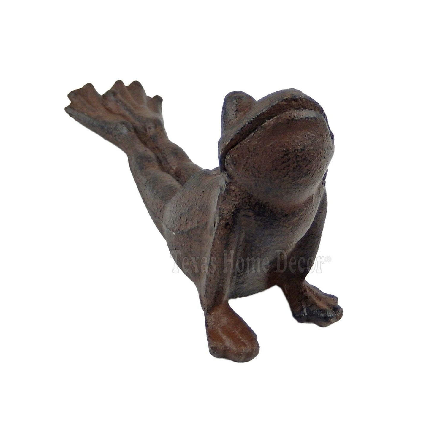 Frog Doorstop Wedge Cast Iron Yoga Pose Garden Pond Figurine Antique Style Brown