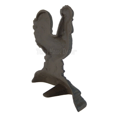 Large Rooster Doorstop Wedge Cast Iron Figurine Rustic Brown Antique Style