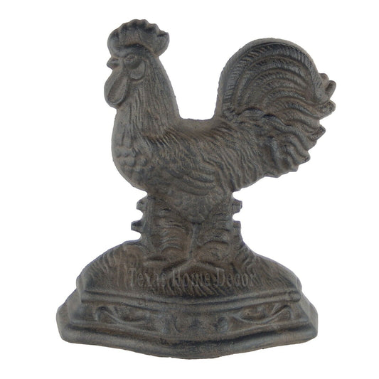 Large Rooster Doorstop Wedge Cast Iron Figurine Rustic Brown Antique Style