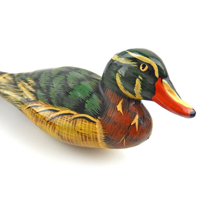 Vintage Inspired Plastic Duck Letter Opener Hand Painted Details 8 1/4 in Long