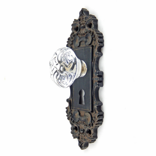 Metal Vintage Door Plate Wall Hook With Acrylic Knob Keyhole Decorative Handle