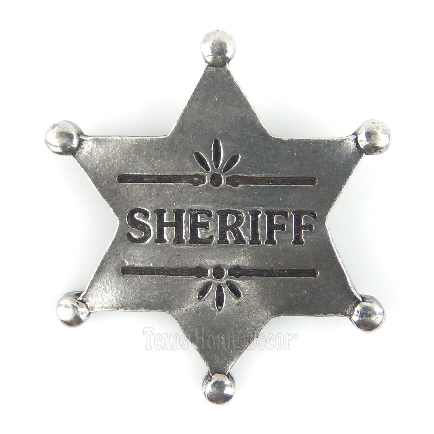 Sheriff Badge Old West Replica Antique Silver Finish 6 Pointed Star Made in USA