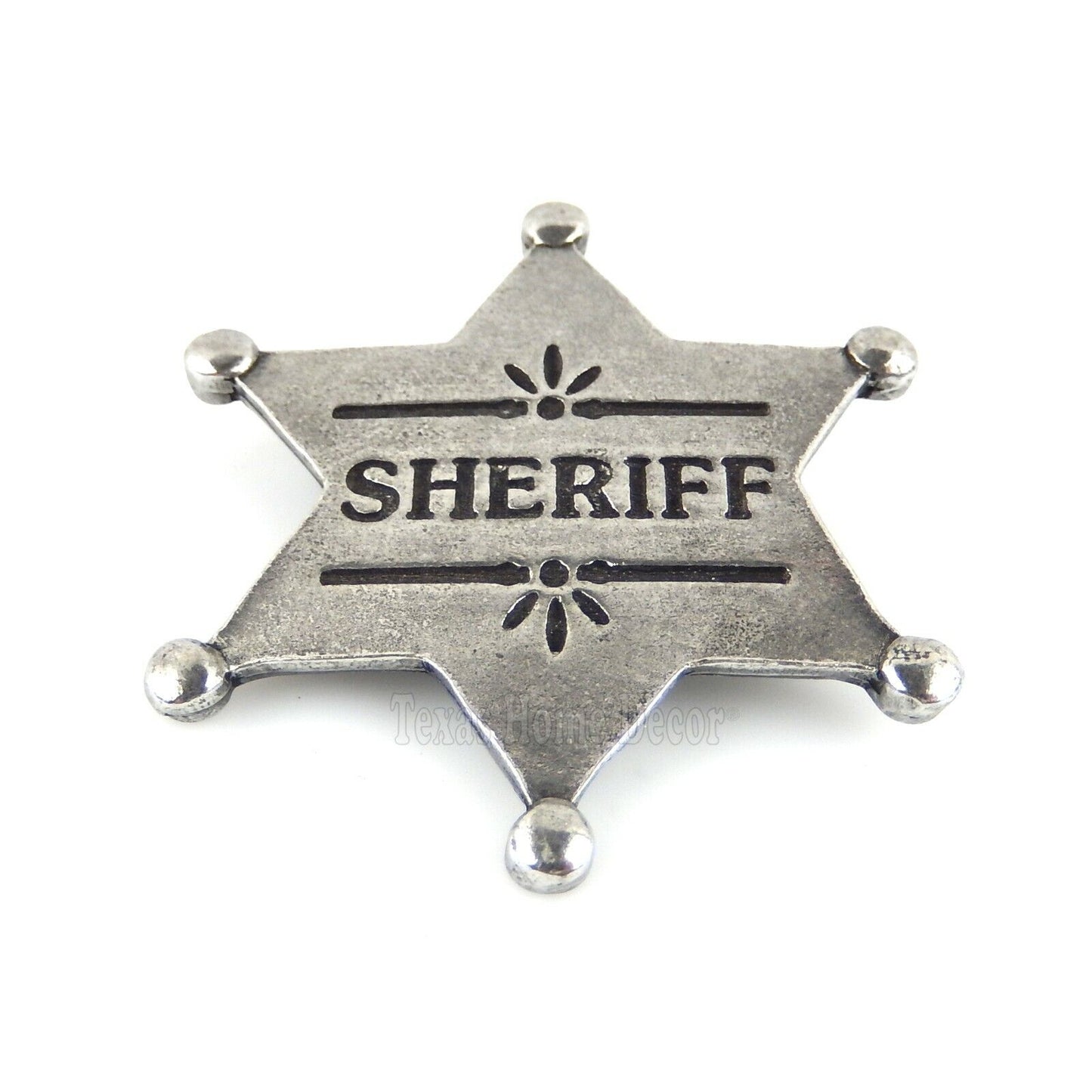 Sheriff Badge Old West Replica Antique Silver Finish 6 Pointed Star Made in USA