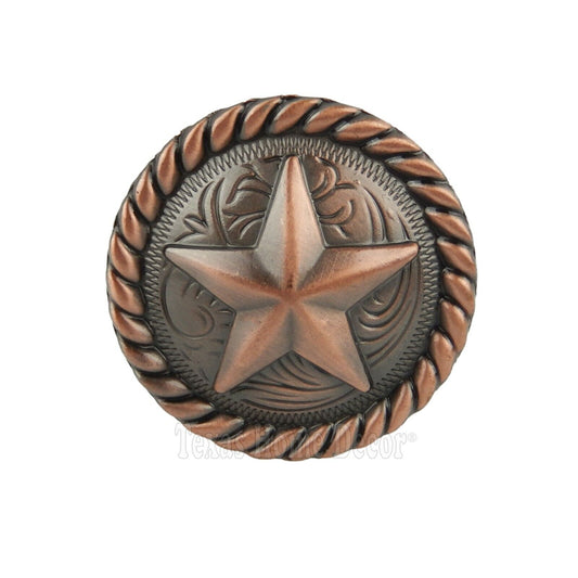 Floral Star Rope Drawer Pull Cabinet Door Knob Copper Finish 1 1/4 inch