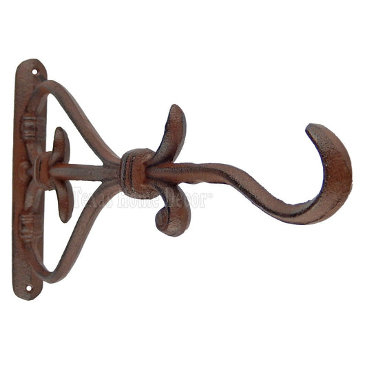Large Fleur De Lis Plant Hook Hanger Cast Iron Rustic Antique Style Heavy Duty