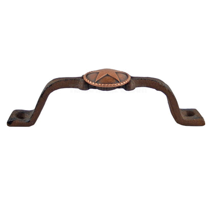Rustic Solid Copper Star Door Handle Cast Iron Cabinet Drawer Pull 6 inch