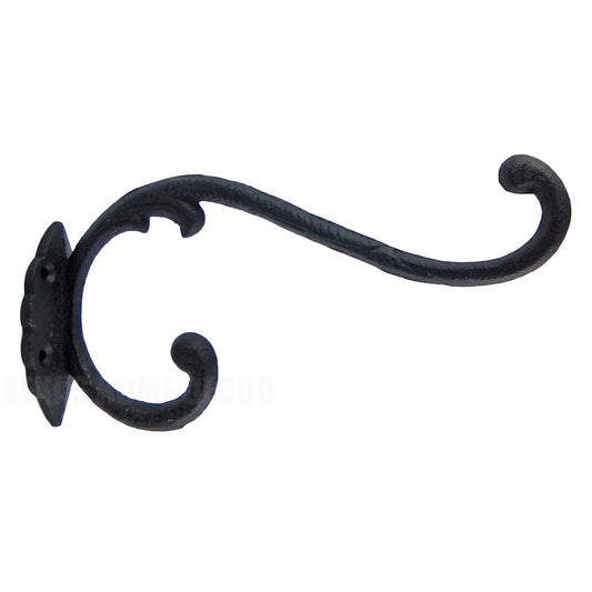 Large Cast Iron Vines Double Wall Hook Coat Hat Flower Basket Holder Hanger 9.5"