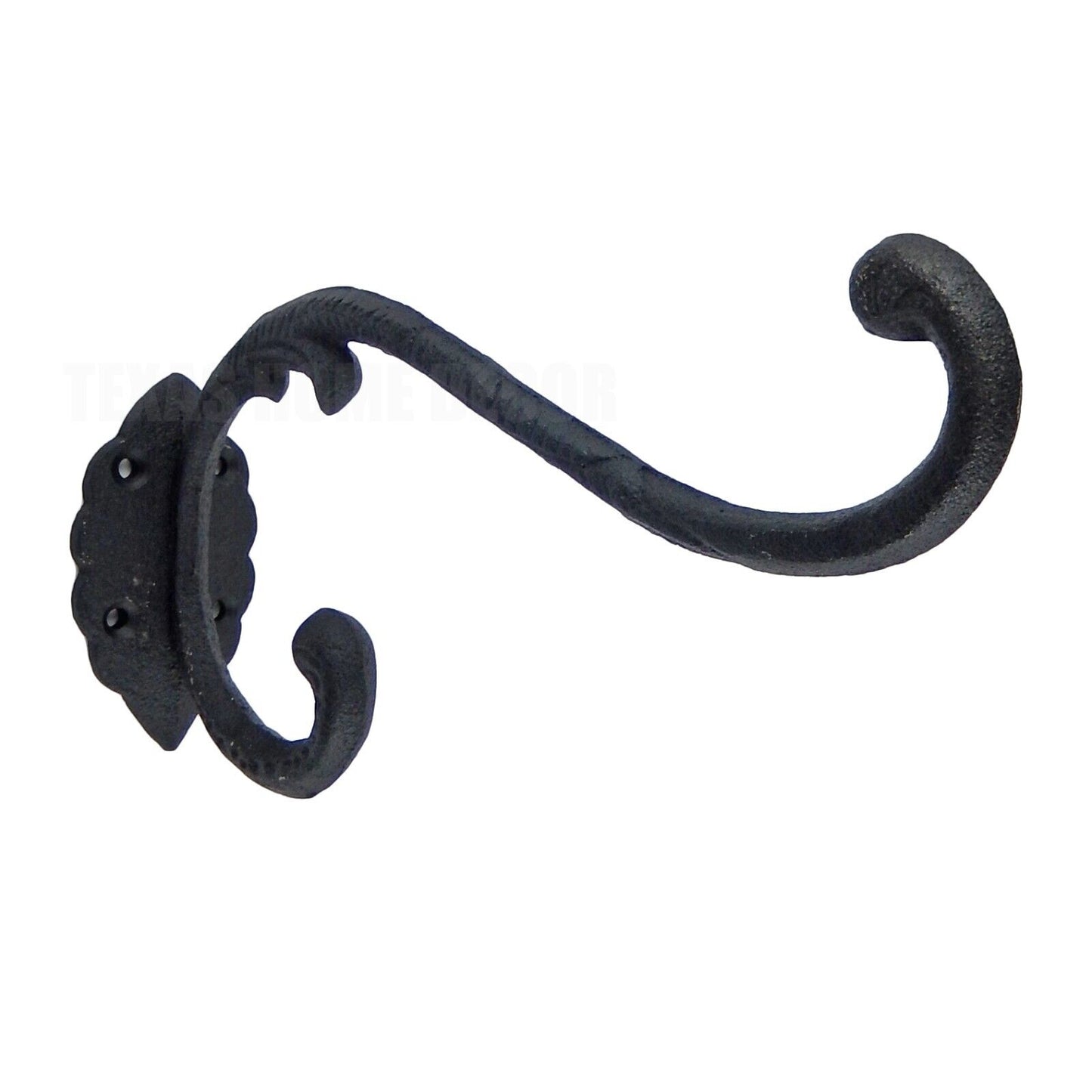 Large Cast Iron Vines Double Wall Hook Coat Hat Flower Basket Holder Hanger 9.5"