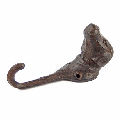 Dog Head Wall Hook Cast Iron Key Towel Coat Leash Hanger Antique Rustic Brown