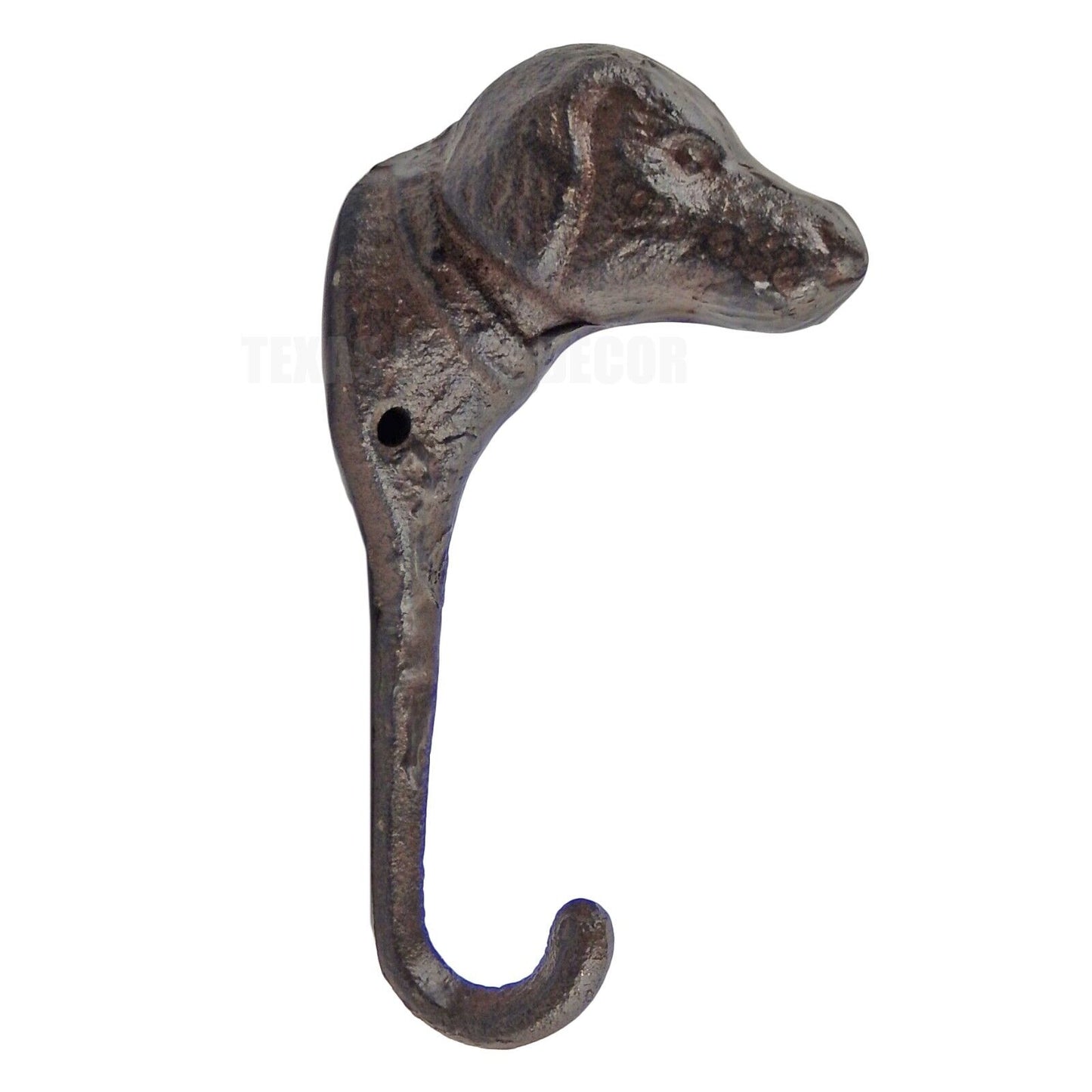 Dog Head Wall Hook Cast Iron Key Towel Coat Leash Hanger Antique Rustic Brown