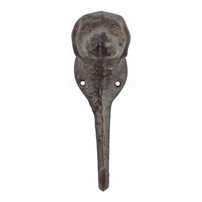 Dog Head Wall Hook Cast Iron Key Towel Coat Leash Hanger Antique Rustic Brown