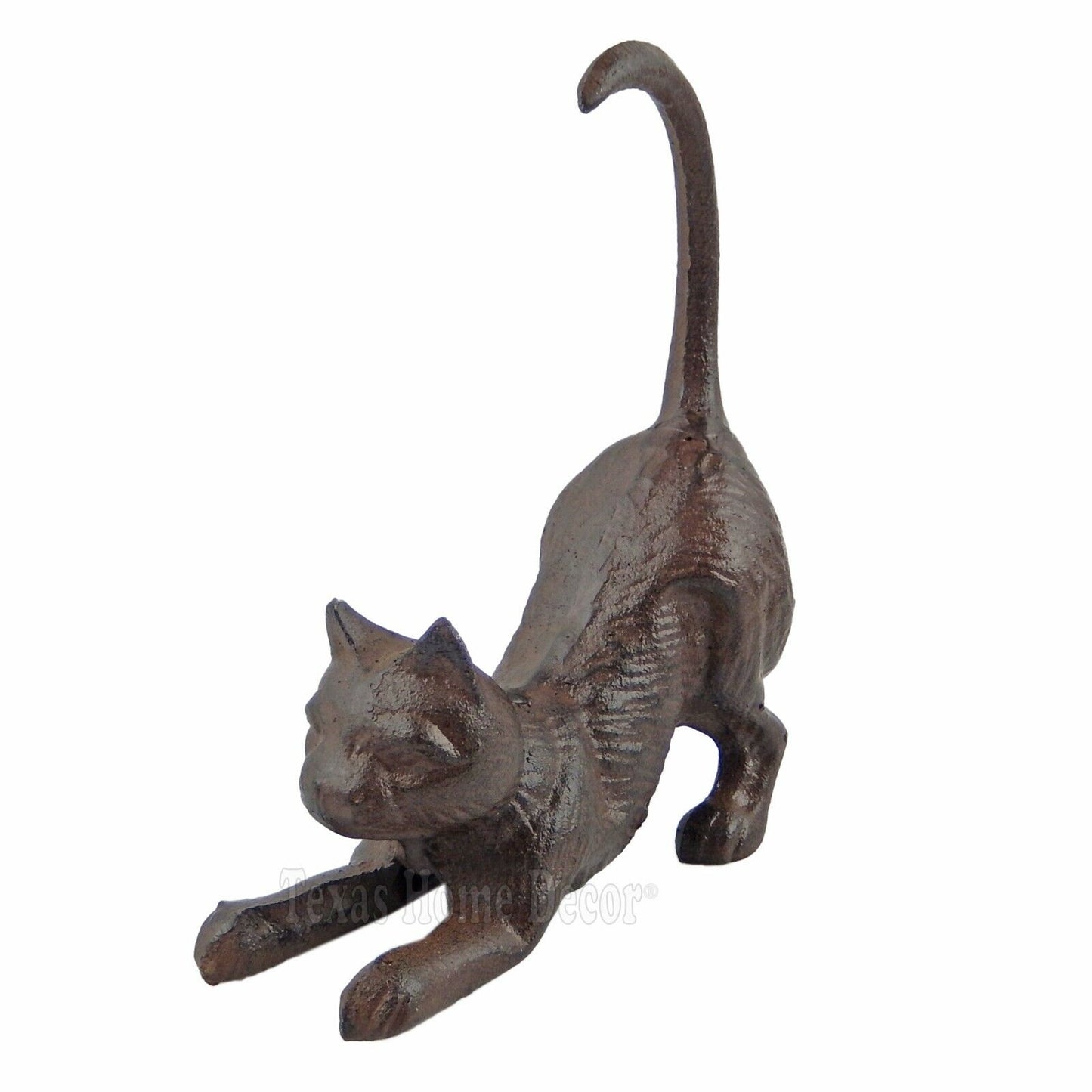 Playful Cat Figurine Statue Cast Iron Heavy Duty Rustic Antique Style Bookend