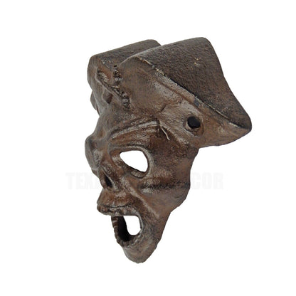 Pirate Skull Beer Bottle Opener Wall Mounted Rustic Brown Cast Iron Nautical Bar