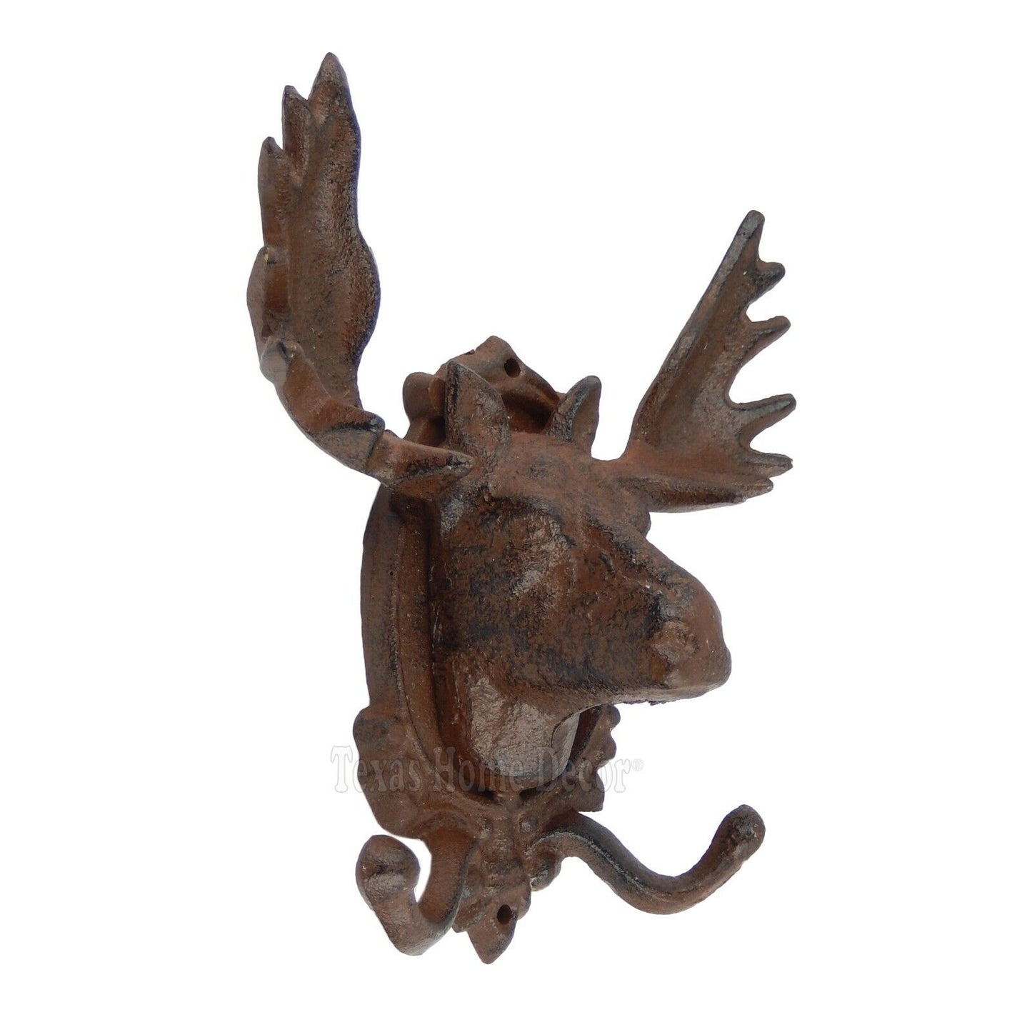 Large Moose Antler Double Coat Wall Hook Hanger Rustic Cast Iron Heavy Duty