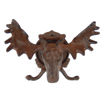 Large Moose Antler Double Coat Wall Hook Hanger Rustic Cast Iron Heavy Duty