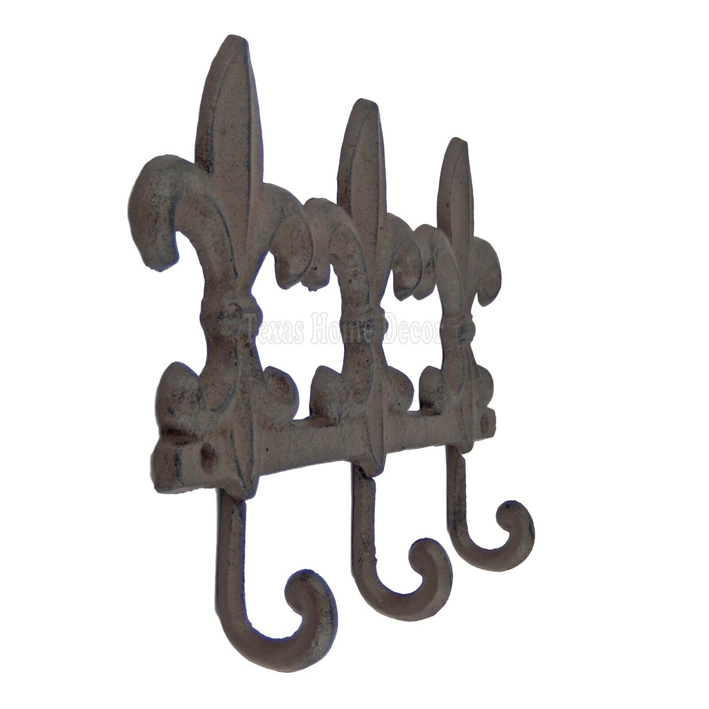 Fleur De Lis Coat Rack Wall Hooks Key Hook Cast Iron Towel Hanger Rustic Brown